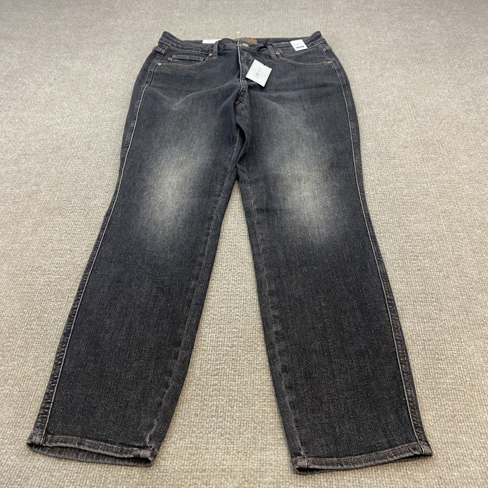 Judy Blue Straight Jeans Womens 13/31 Black Charcoal Wash Mid Rise Boho Stretch